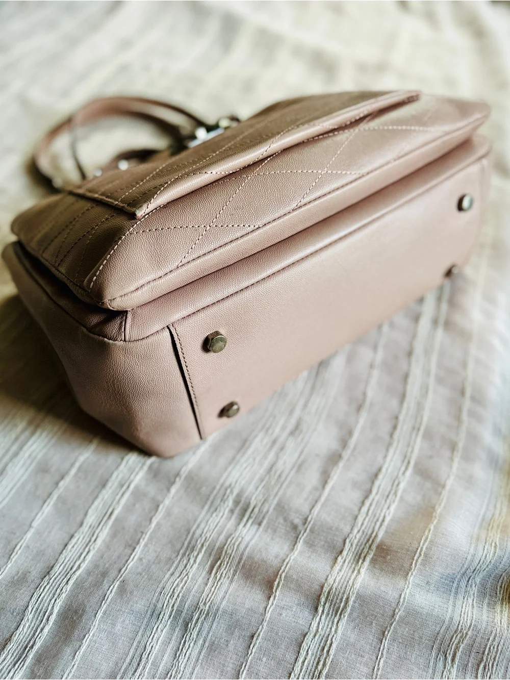 Rebecca Minkoff Large Quilted M.A.B. Leather Laptop Shoulder Bag | Nude Pink